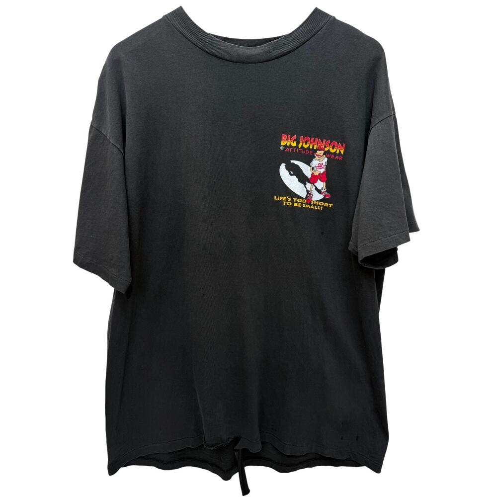 Big Johnson Attitude Wear Graphic T Shirt Black Vintage Style Adult
